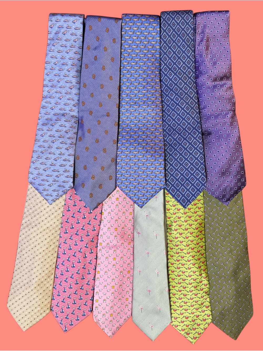 Lot Of 11 Summer Spring Ties Designer Silk Brooks Brothers Makers Zegna Tie +